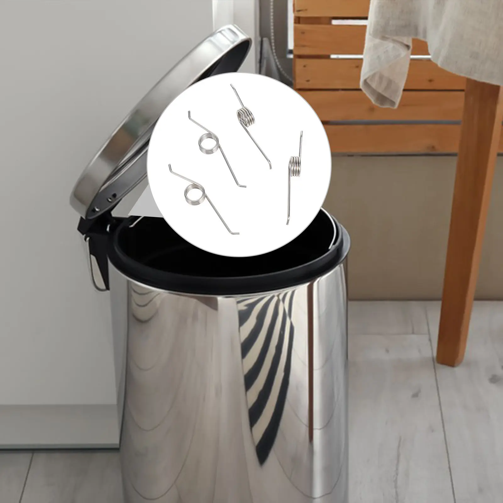 4Pcs Trash Bucket Lid Torsional Springs Metal Replacement Parts for Trash Can Repair and Smooth Lid Operation Repair Tools