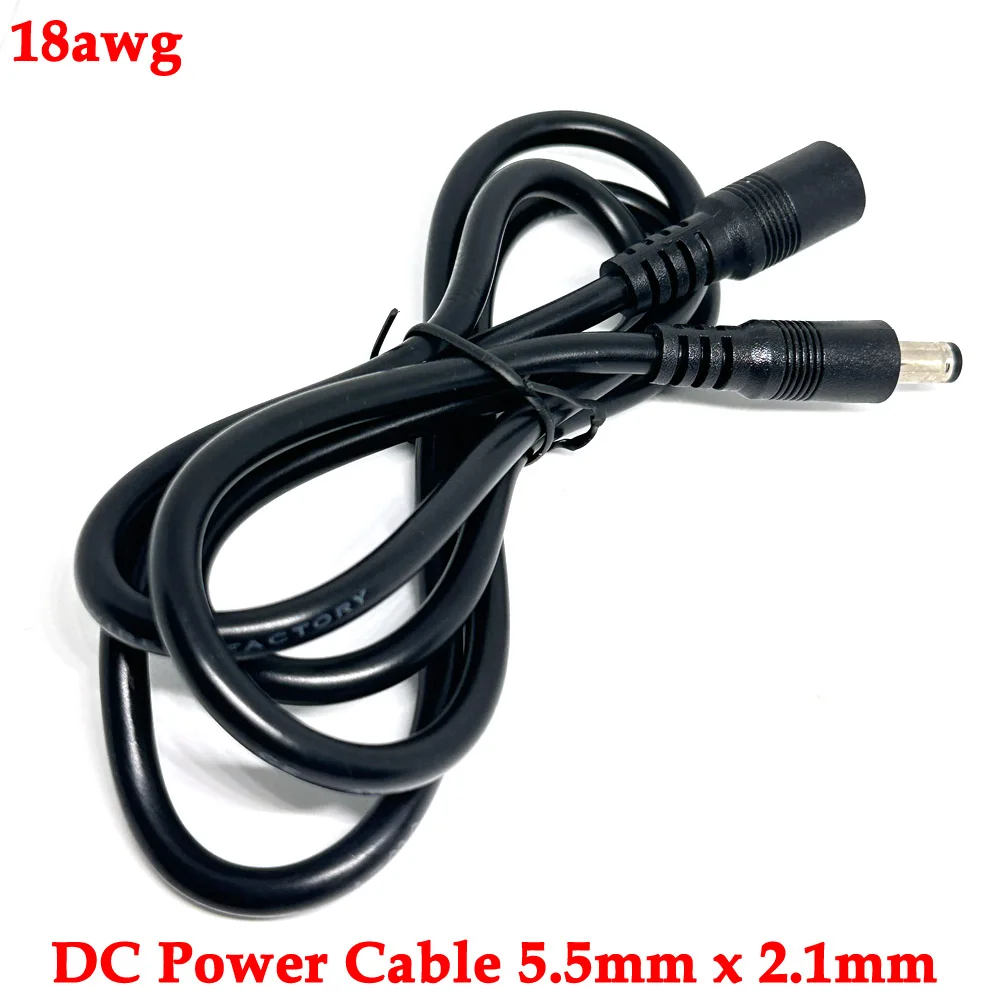 

black 12V DC Power Extension Cable DC 5.5mm x 2.1mm Female To Male Plug Power Pord 18AWG connector