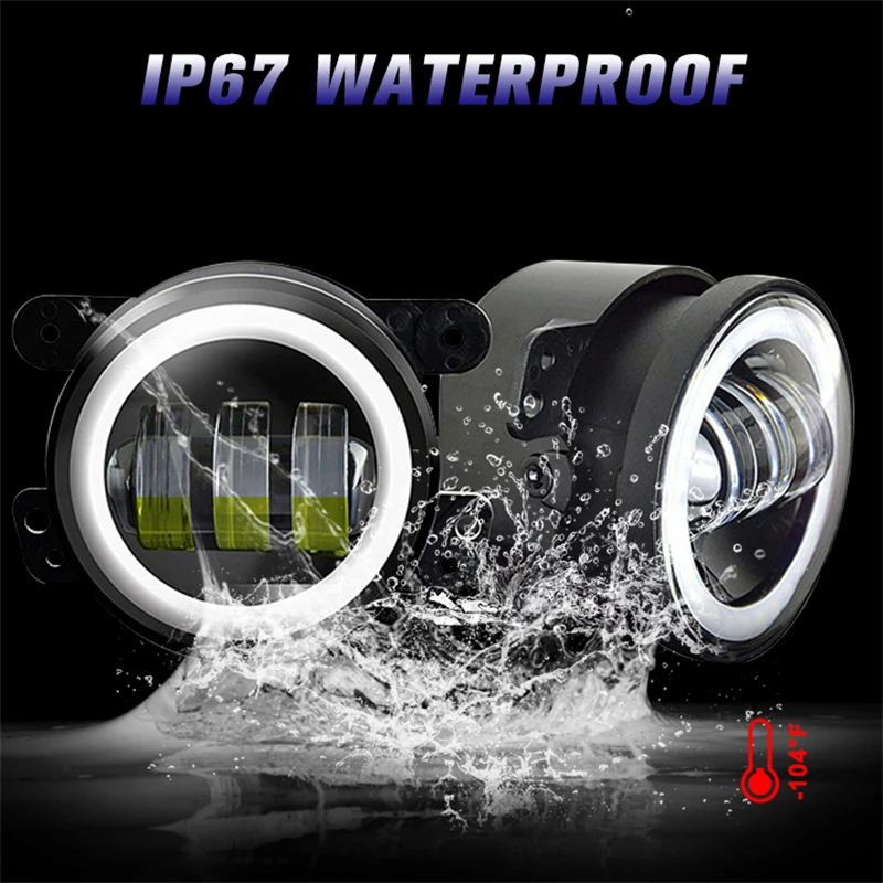 3.5 Inch / 4 Inch Fog Light Fog Lamp DRL Round Angel Eyes Assembly White And Yellow Light for Jeep Wrangler JK TJ Dodge Journey