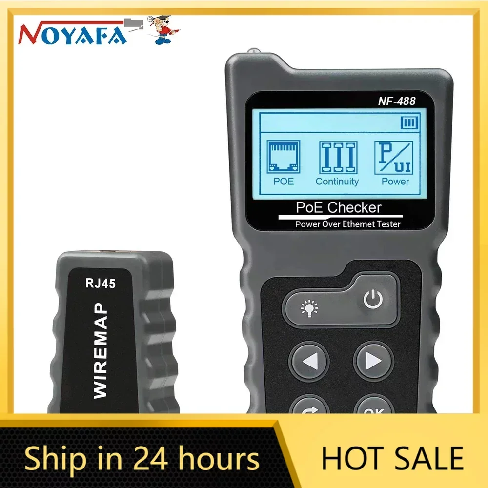 Noyafa NF-488 LCD Network Cable PoE Checker Inline Voltage Current Tester With Cable Tester Lan Tester Wire