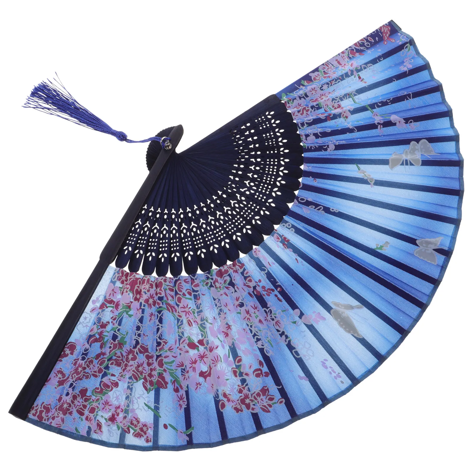 Classical Chinese Folding Fan with Tassel – Handmade Vintage Style Decor for Party, Photo Shoot & Stage