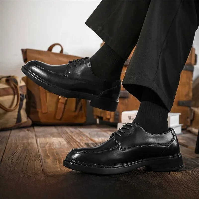 Elegant Gentleman's New Soft Leather Low-Top Men's  Shoes British Business Style Casual Fashionable Leather Footwear