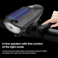 Solar Power LED Bicycle Light USB Charging Bike Handlebar Flashlight with battery Cycling Lantern Waterproof Bicycle Accessories