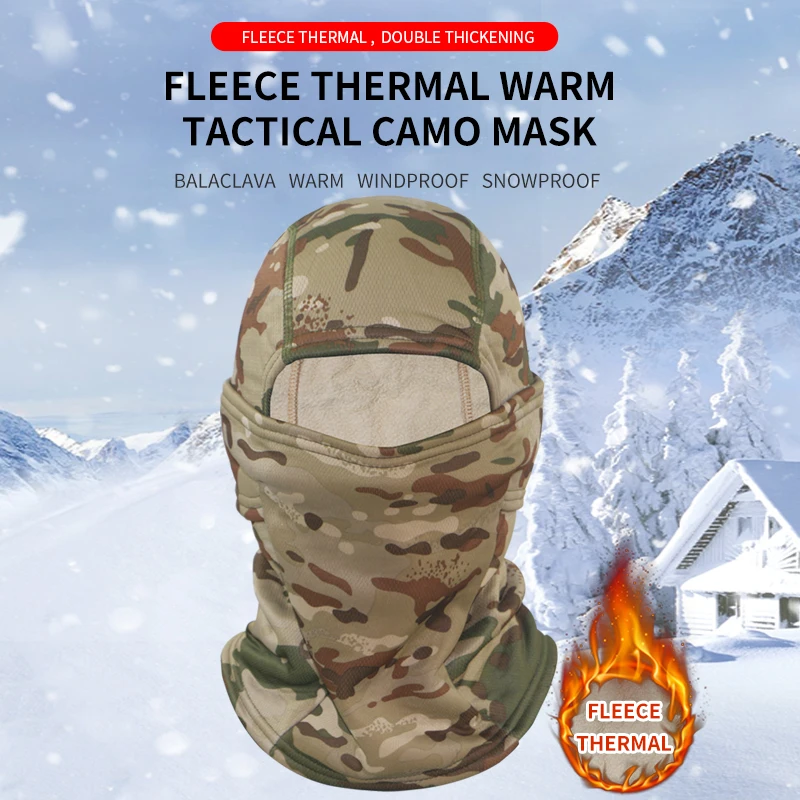 Fleece Thermal Tactical Camouflage Balaclava Full Face Masks Winter Warm Windproof Cycling Hiking Skiing Camo Scarf Mask Hats