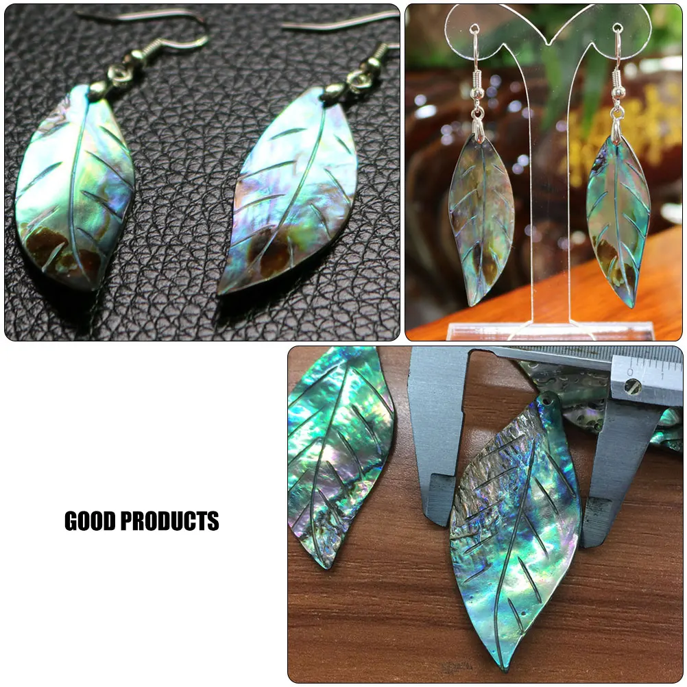 

4 Pcs Material Natural Abalone Shell Leaf Shaped Pendant for Necklace Bracelet DIY Leaf Keychain Pendant H crafts