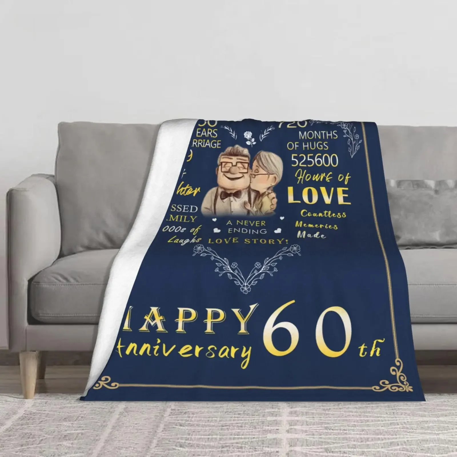 60th Anniversary Blanket, Diamond Wedding Gift for Couple's Parents on their 60th Anniversary