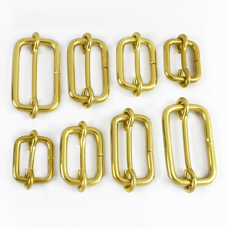 

2-10Pcs Solid Brass Buckle 20-40mm Webbing Strap Tri-Glides Belt Metal Buckles Bags Adjust Sliders Ring Hook Craft Accessories