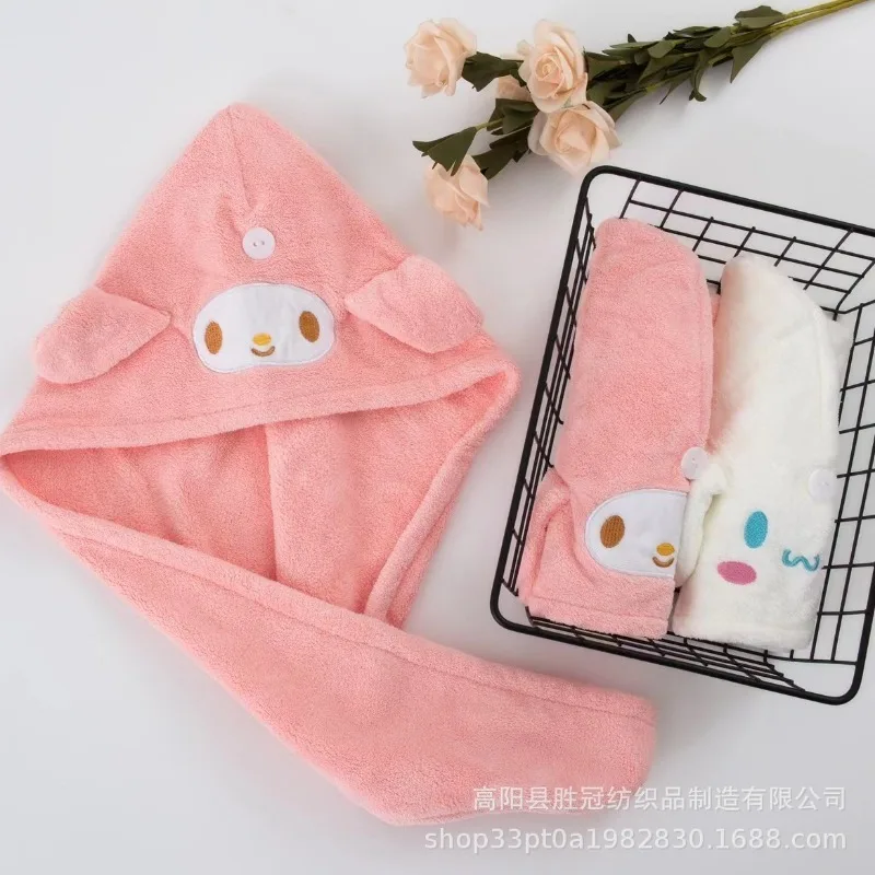 Sanrio Dry Hair Hat Anime Cinnamonroll  Melody Bath Hat Cartoon Kawaii Cute Superabsorbent Home Bathroom Towel Girls Cute Gifts