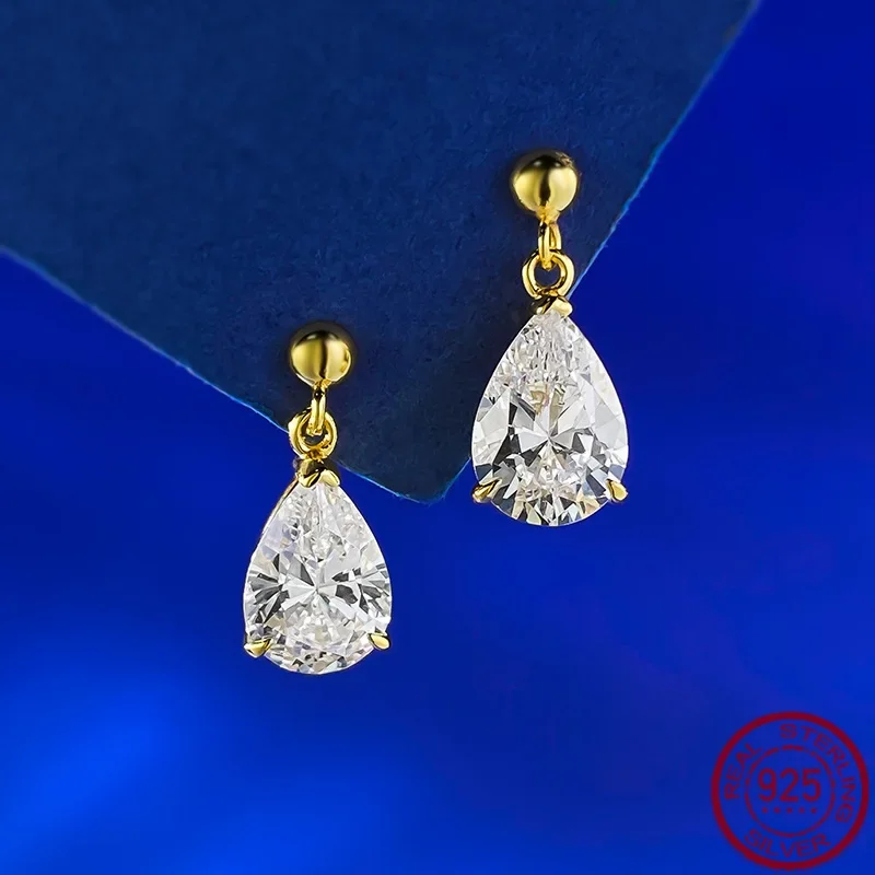 Новые серьги-капли S925 серебряные серьги 7*10 элегантные и стильные ювелирные Фото №2