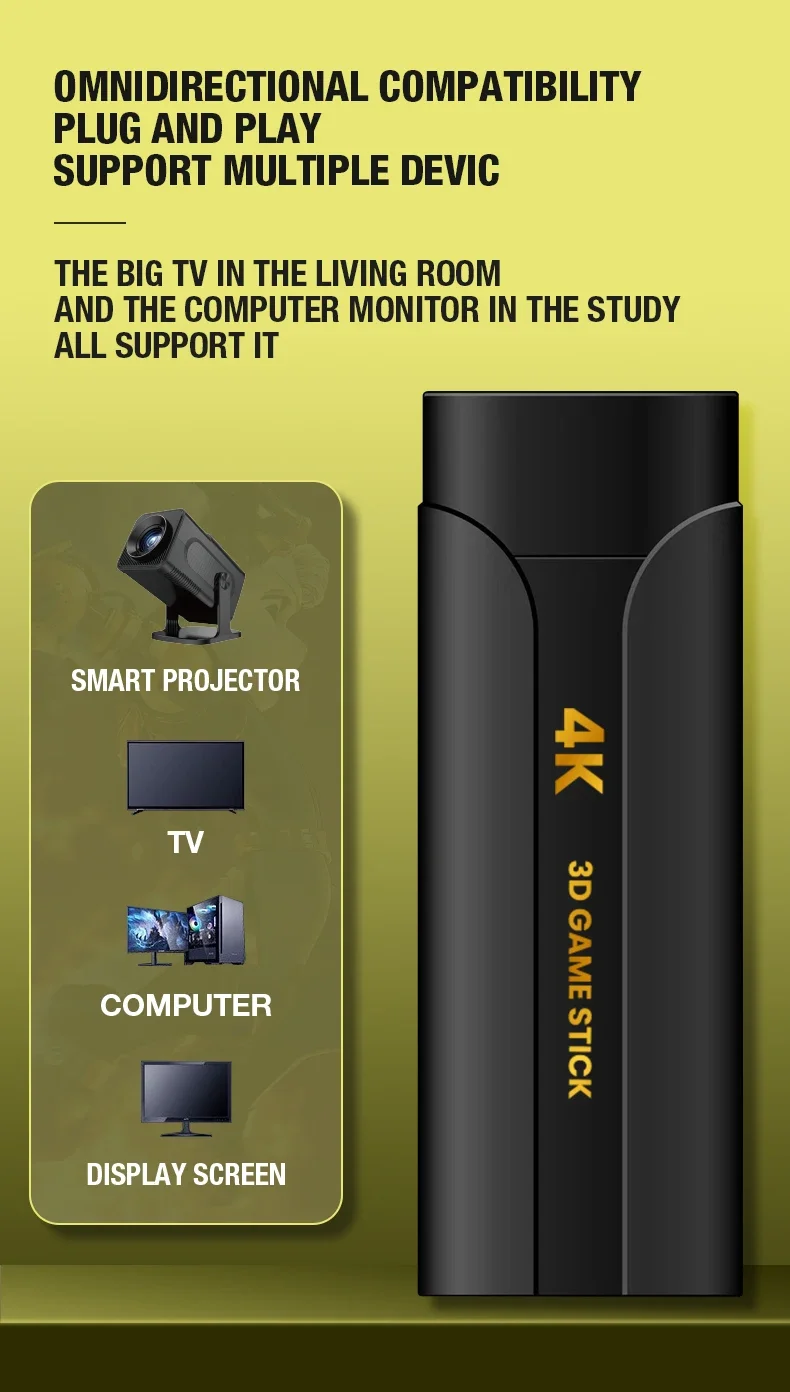 Juegos de consola Q8 max Game Stick 4K con mando inalámbrico de 2,4G salida HD consolas de videojuegos Retro caja de juegos de TV clásica