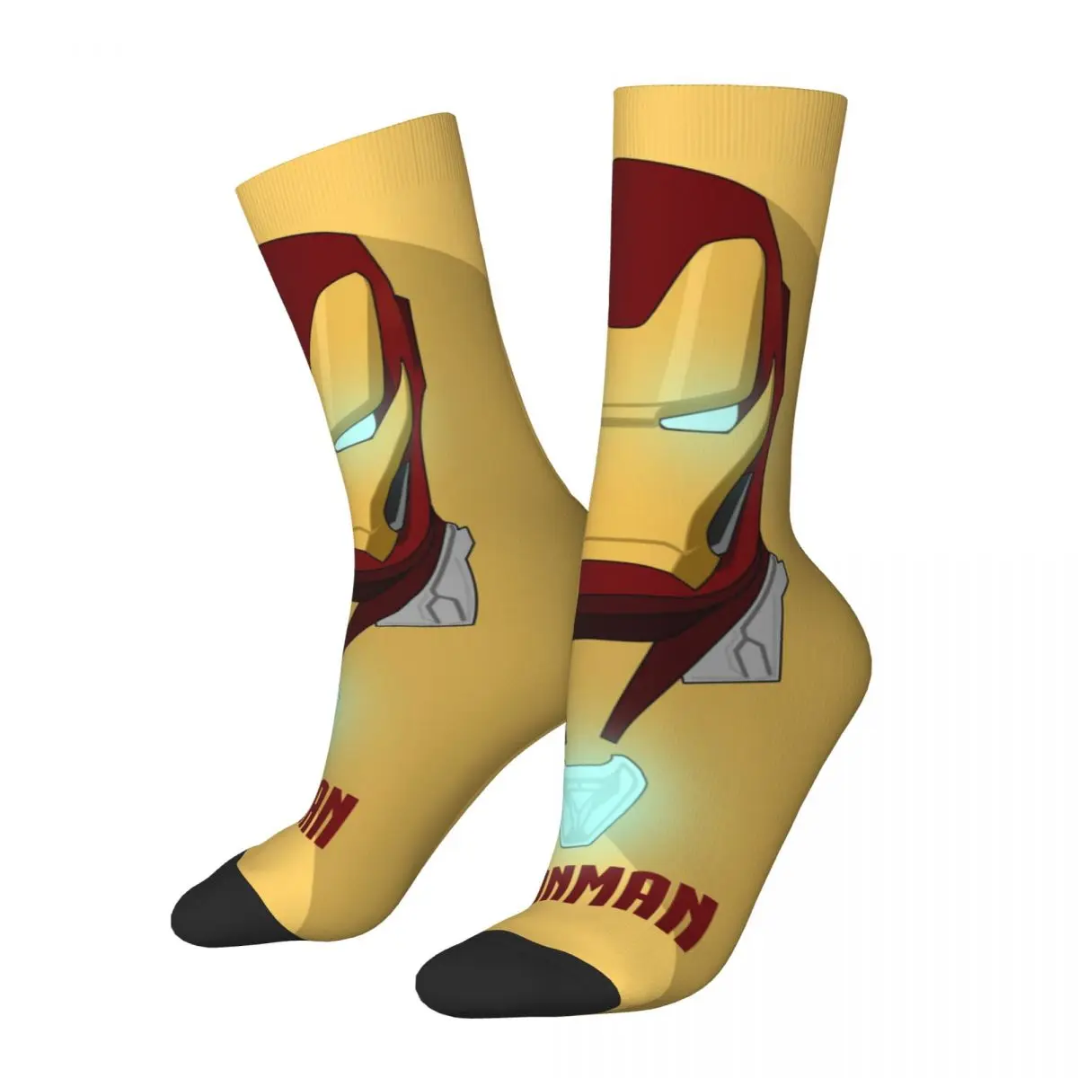 

Funny Crazy compression Main Sock for Men Hip Hop Harajuku Marvel Iron Man Happy Quality Pattern Printed Boys Crew Sock Novelty