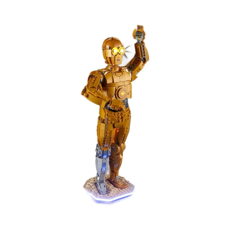 (Only LED Light No Bricks) 75398 C-3PO Star Robot Statuette Ideas (Not Include Building Blocks Bricks Kits Sets Model)