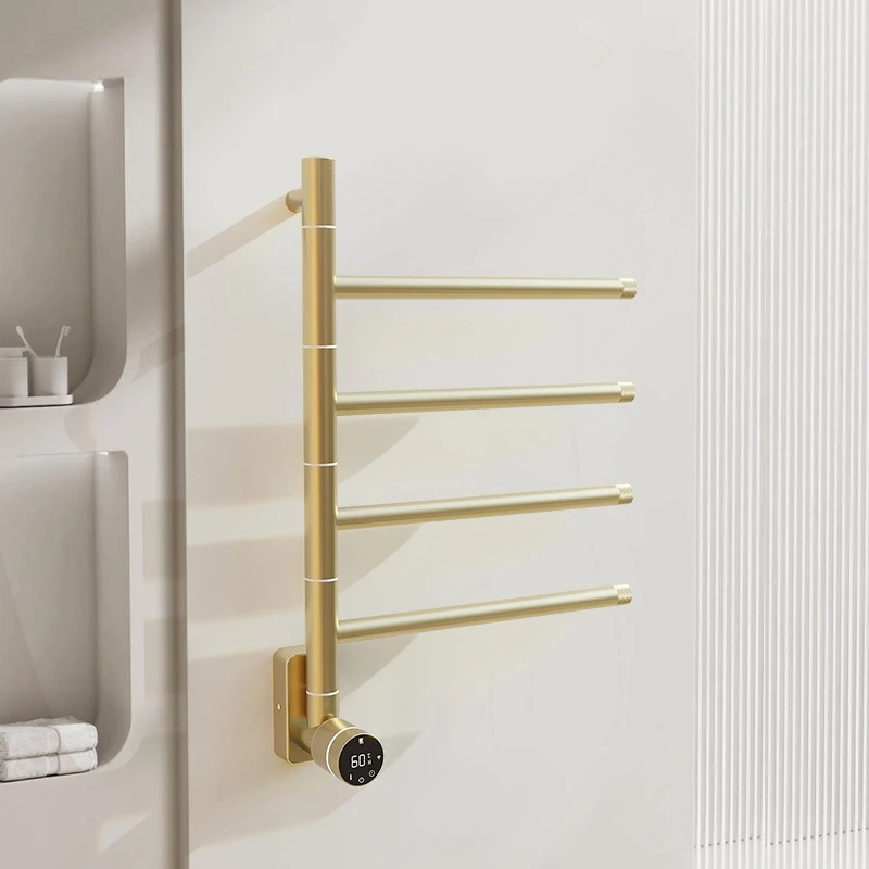 304 Stainless Steel WiFi Smart Heated Towel Rack Gun Gray Rotating Electric Warmer