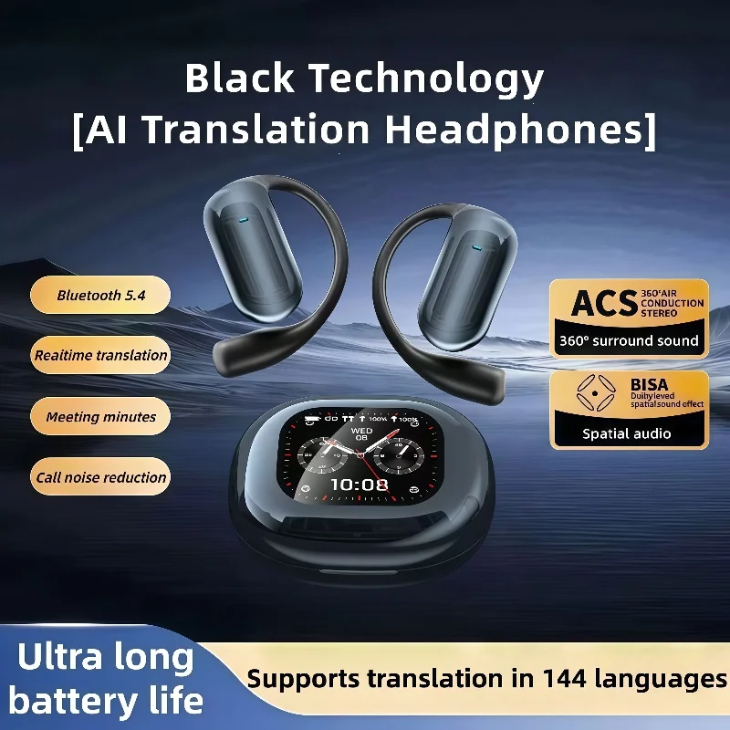 

Q16S Real Time Translator Headphones AI Language Translation Earbuds 144 Languages Accents Ear Buds for Business Waterproof IPX5