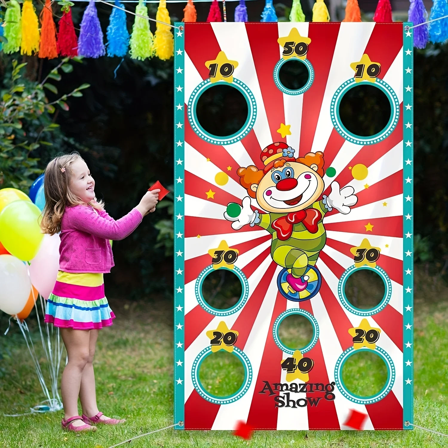 Juego de Carnaval y Circo: Bandera de Fútbol, Bandera de Fiesta, Bandera para Elevar, Pancarta para Lanzar al Aire Libre, Juego de Fiesta Infantil al Aire Libre