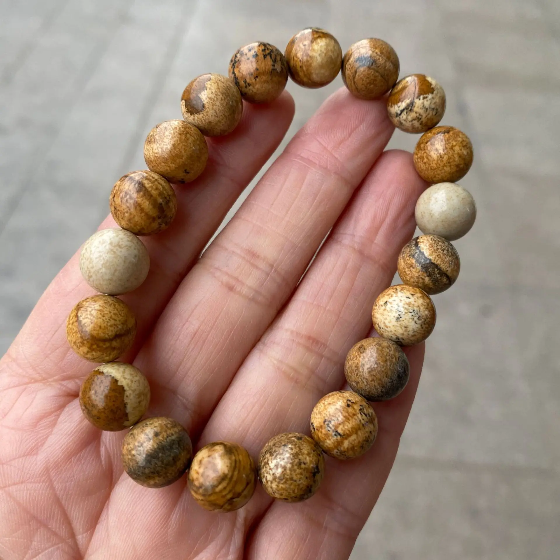 Wholesale Picture Jasper Quartz Crystal Smooth Round Loose Beads Bracelet For Women Couple Family Healing Yoga Jewelry Gift