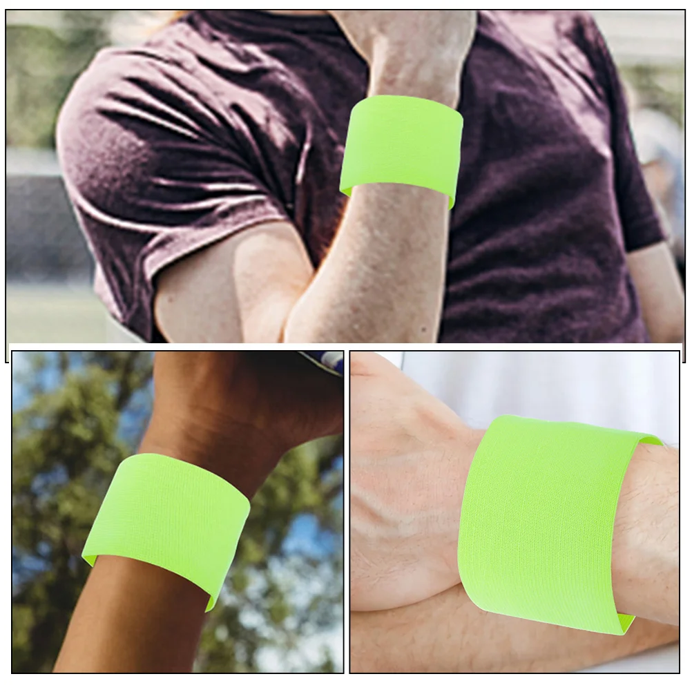 10 Buah Ban Lengan Anak Anti Selip Elastis, Dapat Disesuaikan, untuk Olahraga, Kapten Sepak Bola, Pengikat Cepat
