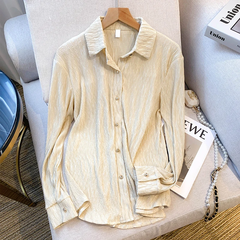 2024 Autumn Women Shirts Korean Fashion Loose Long Sleeve Lady Blouse  Solid Color Plus Size Female Tops Casual Blause KN524