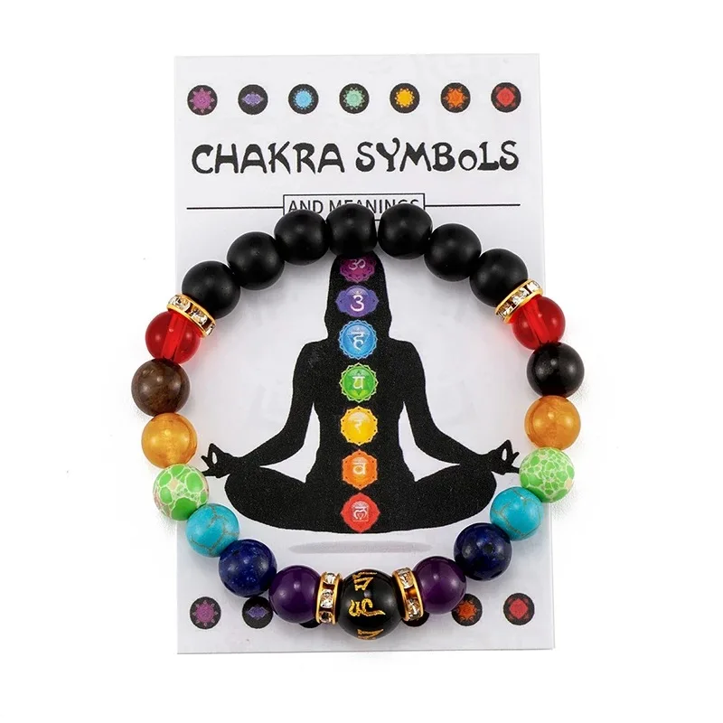 A Fashion Temperament Colorful Natural Stone Crystal Hand-Beaded Men And Women With Yoga Meditation Bracelet Bracelet