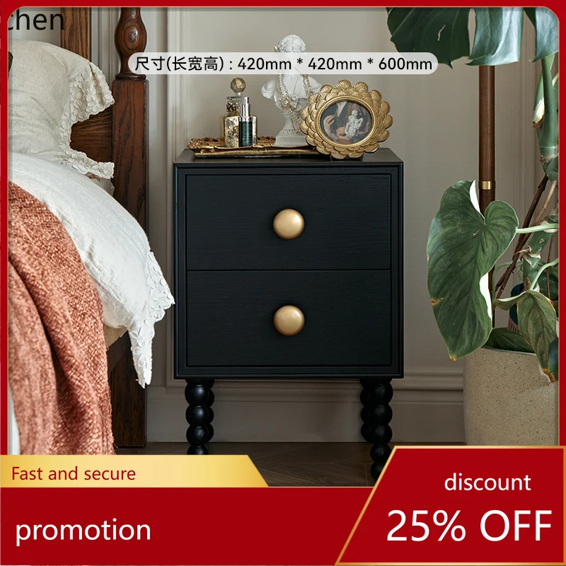 

ZML retro style all solid wood bedside light luxury bedside cabinet storage small apartment medium and ancient style locker