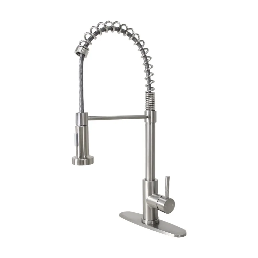 

Elmont Single Handle Pull-Down Kitchen Faucet with Spring Neck Satin Nickel