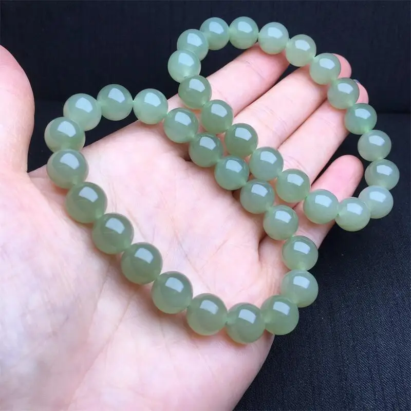 9.8MM Natural Hetian Jade Bracelet  Women Beautiful Colorful Crystal Energy Healing Fashion Gemstone Jewelry 1PCS