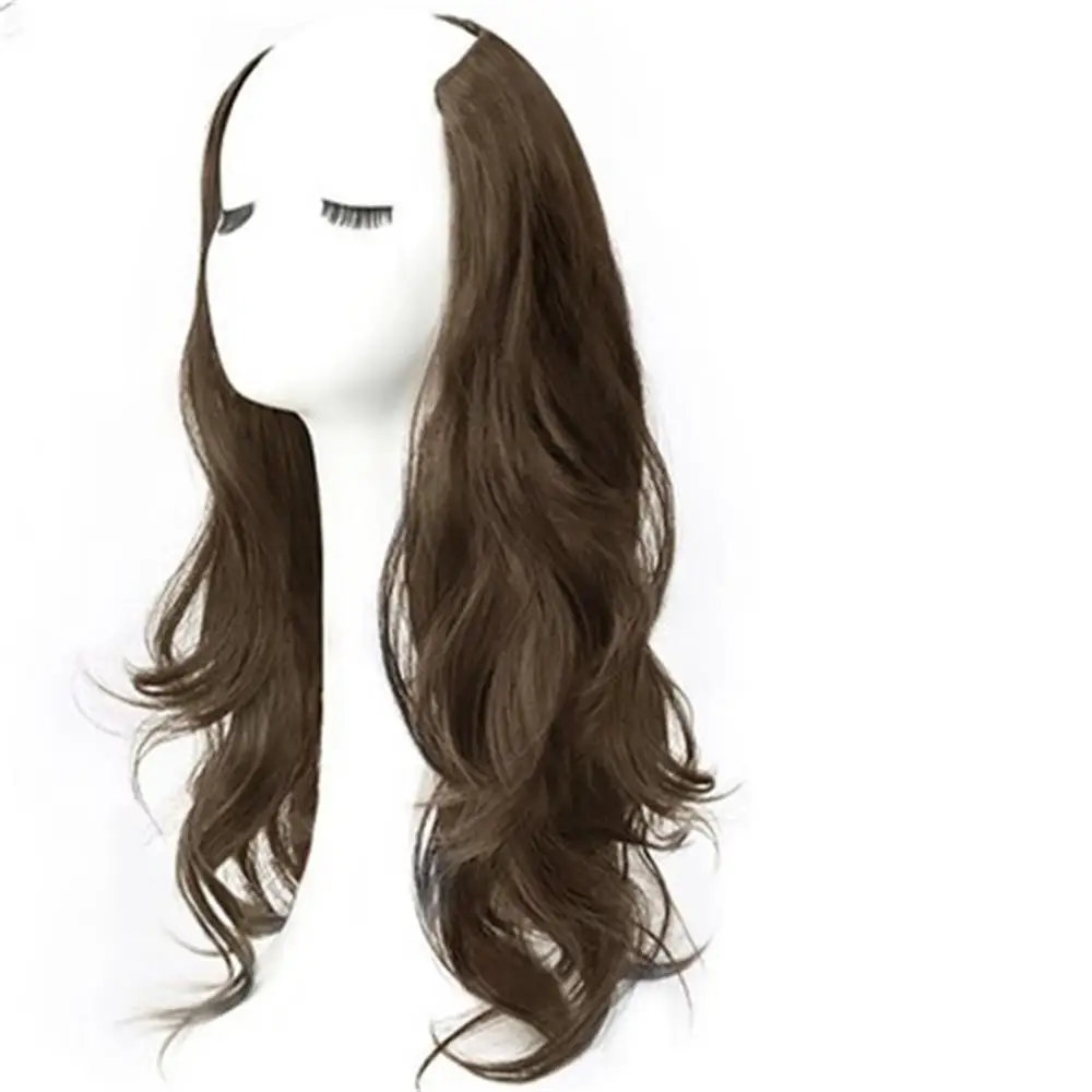 Synthetic Women Long Curly Invisible Seamless V-shaped Wig Simulated Increase Volume Fluffy High-level One-piece Hair Extension