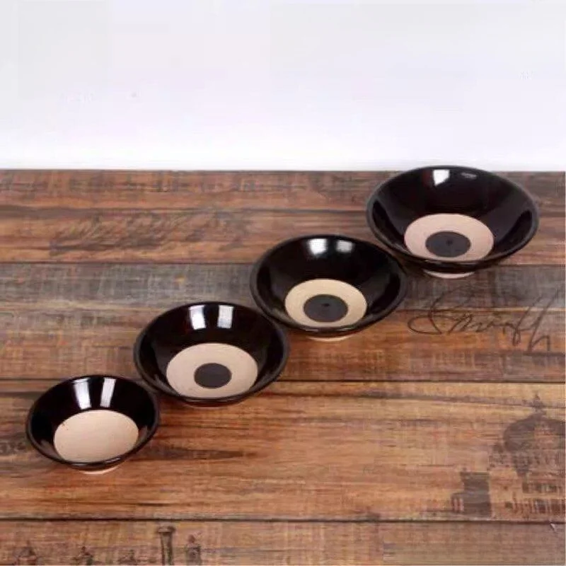 

Retro Ceramic Rice Bowl Chinese Style Steamed Rice Bowl Small Wine Bowl Film Props Black Bowl Porcelain Soup Bowl
