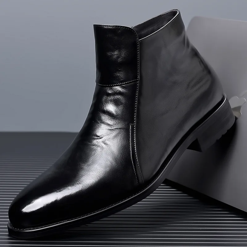 

Men's Shoes 2025 Autumn/Winter Men's Chelsea Boots Genuine Leather High Top Leather Shoes Men's British Plus Velvet
