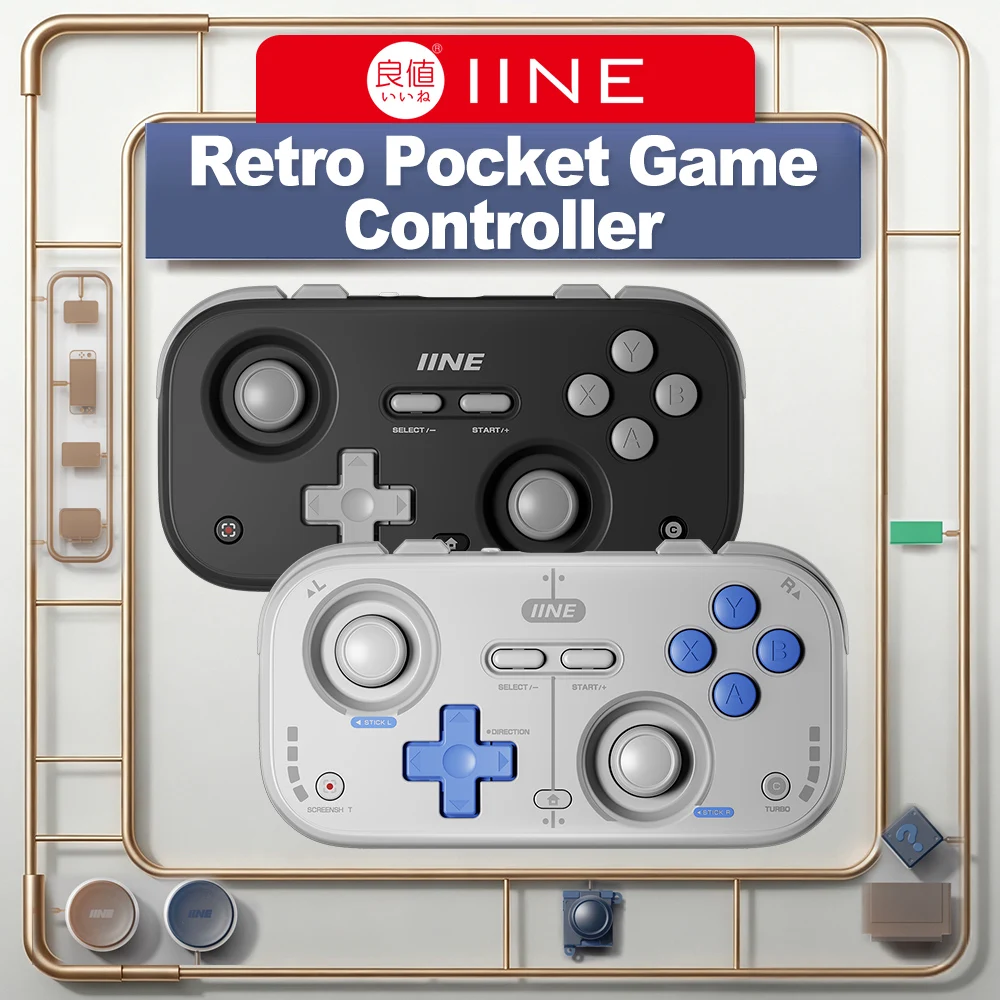 IINE Mini Controller Retro Pocket Bluetooth Gamepad for Nintendo Switch 2/1 Accessories Steam Android iOS Celular Gaming Control