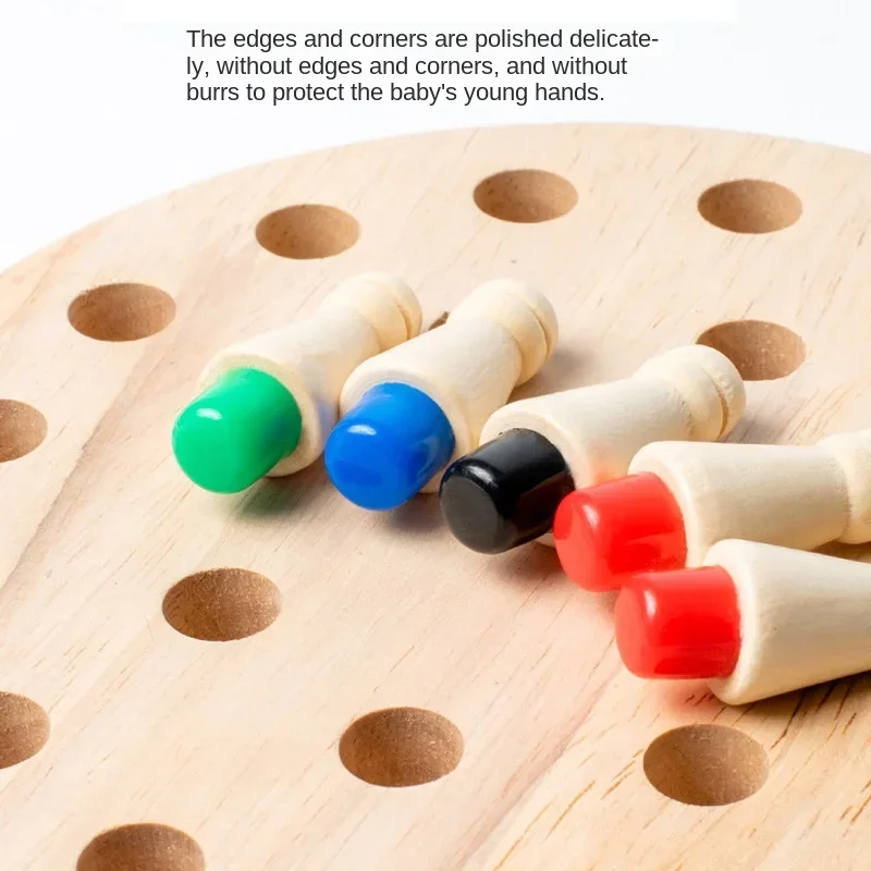 Montessori Educational Toy Wooden Memory Match Stick Chess Color Game Board Puzzles Cognitive Ability Learning Toys for Children