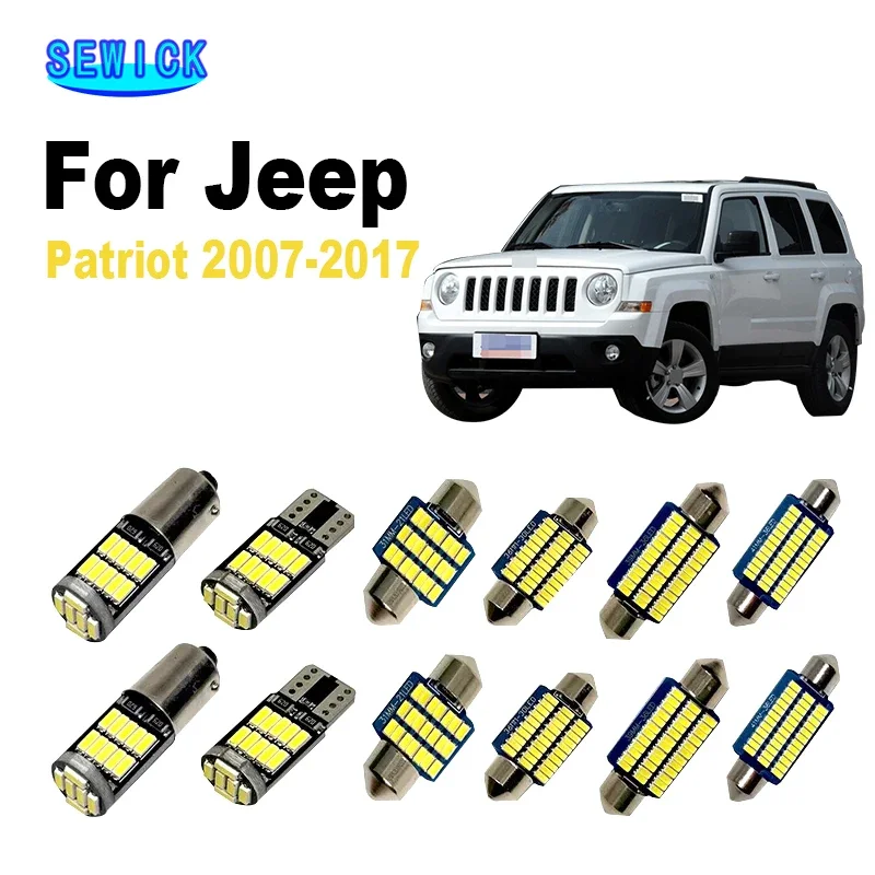 SEWICK 8Pcs Canbus LED Interior Light Kit For Jeep Patriot 2007 2008 2009 2010 2011 2012 2013 2014 2015 2016 2017 Car Led Bulbs