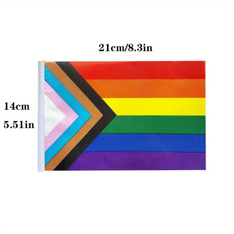 10 قطع 14X21cm قوس قزح العلم اليد المموجة العلم مثلي الجنس ثنائي الجنس المتحولين جنسيا Pansexual LGBT فخر شهر