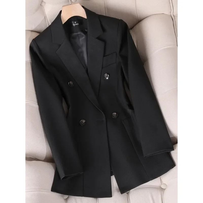 Chaqueta Formal de manga larga para mujer, Blazer de un solo pecho, ropa de trabajo de negocios, abrigo sólido con bolsillo, verde, caqui, negro