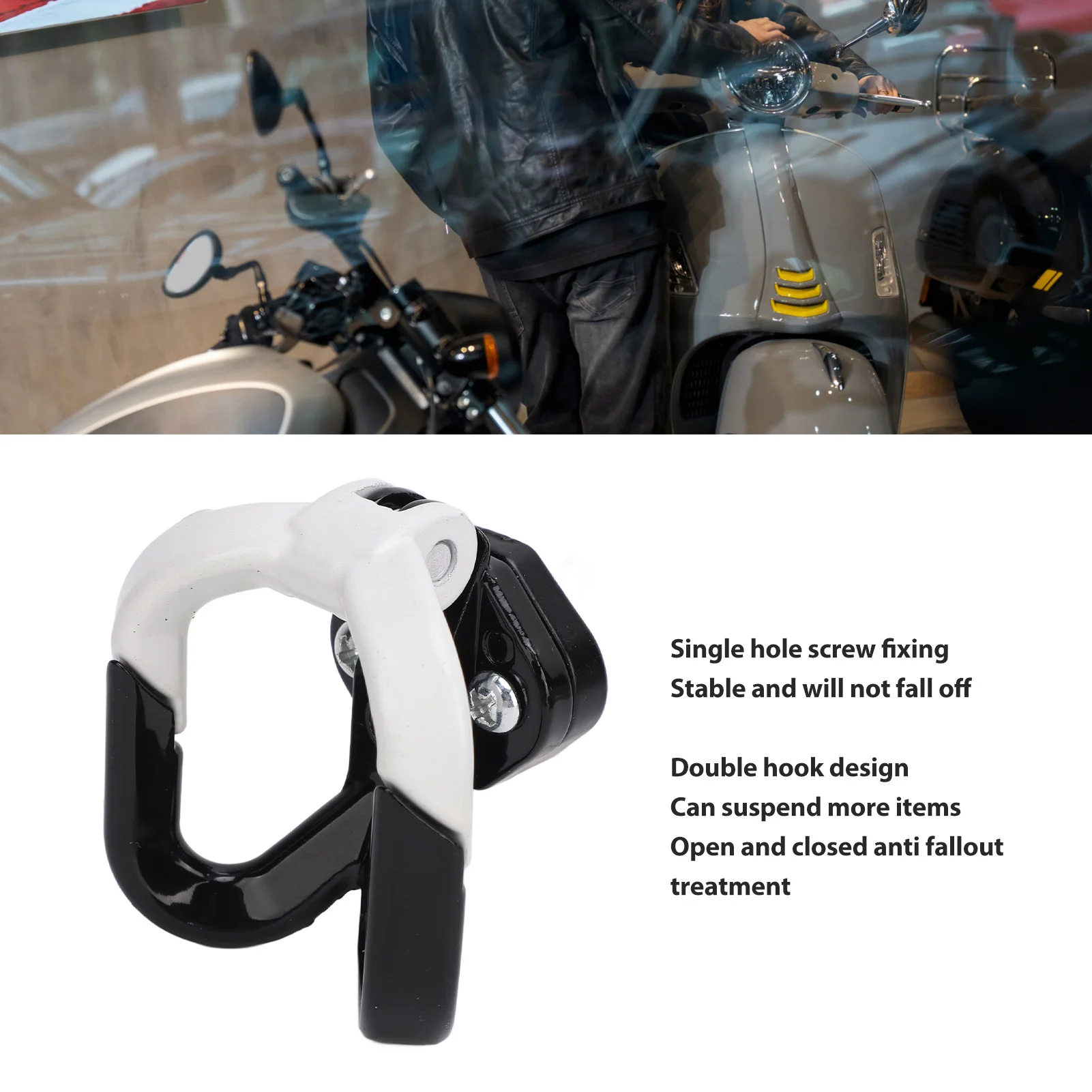 ZK30 Motorcycle Handlebar Hook Multipurpose High Load Capacity Aluminum Alloy 360 Degree Adjustable Bicycle Scooter Hook White