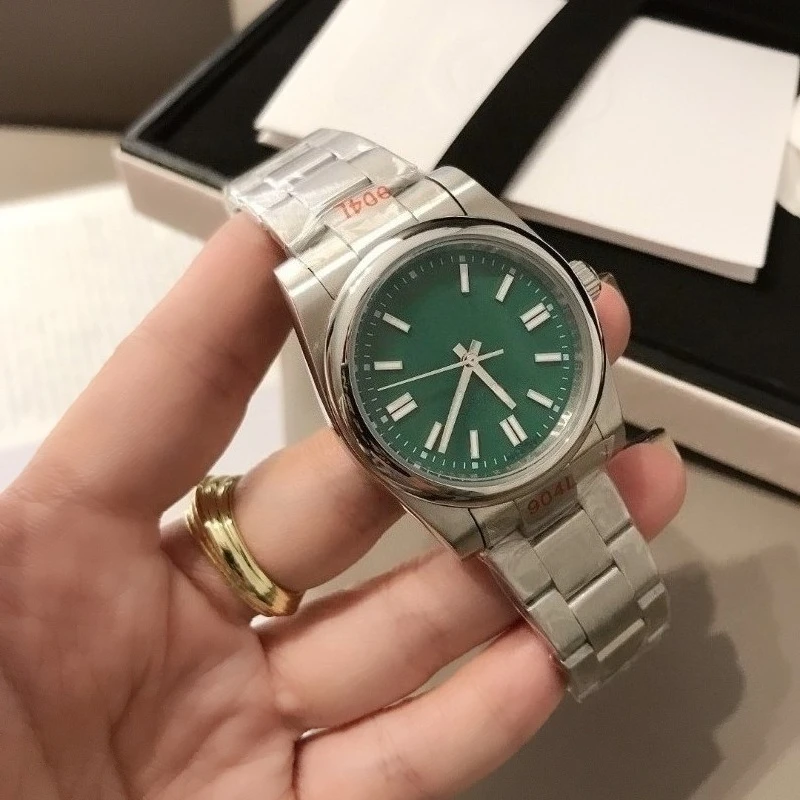 Nueva marca de lujo, reloj mecánico automático para mujer, pulsera de acero inoxidable, esfera verde luminosa, relojes de pulsera de cuarzo de alta calidad