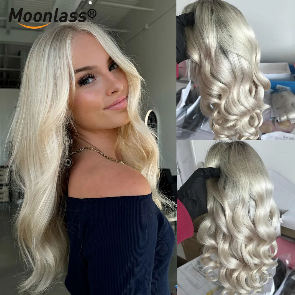 Cream Blonde Balayage Color Salon Hair Coloring 100% Raw Human Hair Wig 250% Density Body Wave Pre Cut Lace 13x6 Lace Front Wig