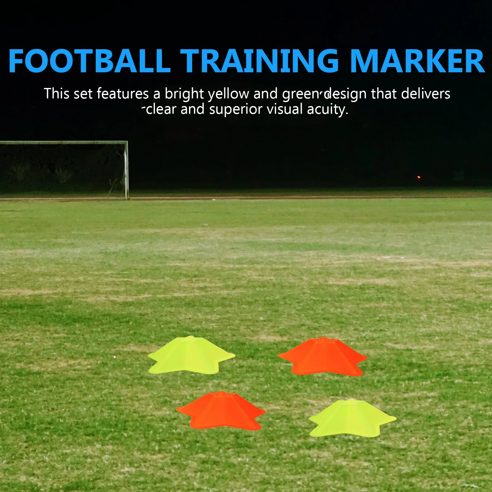 

4Pcs Soccer Training Marker Disks Heavy Duty Stable Base Strong Drop Resistant Eco Friendly Material Yellow Green for Football