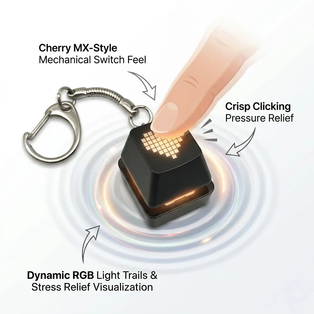 Mini RGB Keyboard Keychain Fidget Toy Mechanical Tester Colorful Switch Classroom After Class Relax Fun