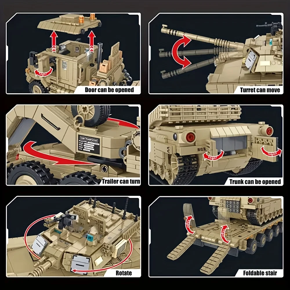 الإبداعية تكنيك M1070 مركبة مدرعة سلسلة عسكرية كتلة وحدة بناء كيت ، مجموعة اللبنات مجموعة MOC 3482 قطعة