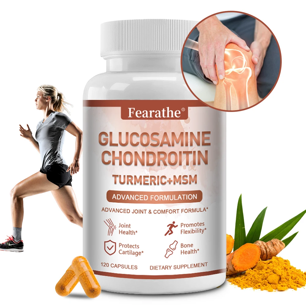 Glucosamine Chondroitin Turmeric + MSM Supplement - Relieve joint pain, enhance immunity, anti-inflammatory, promote joint and c