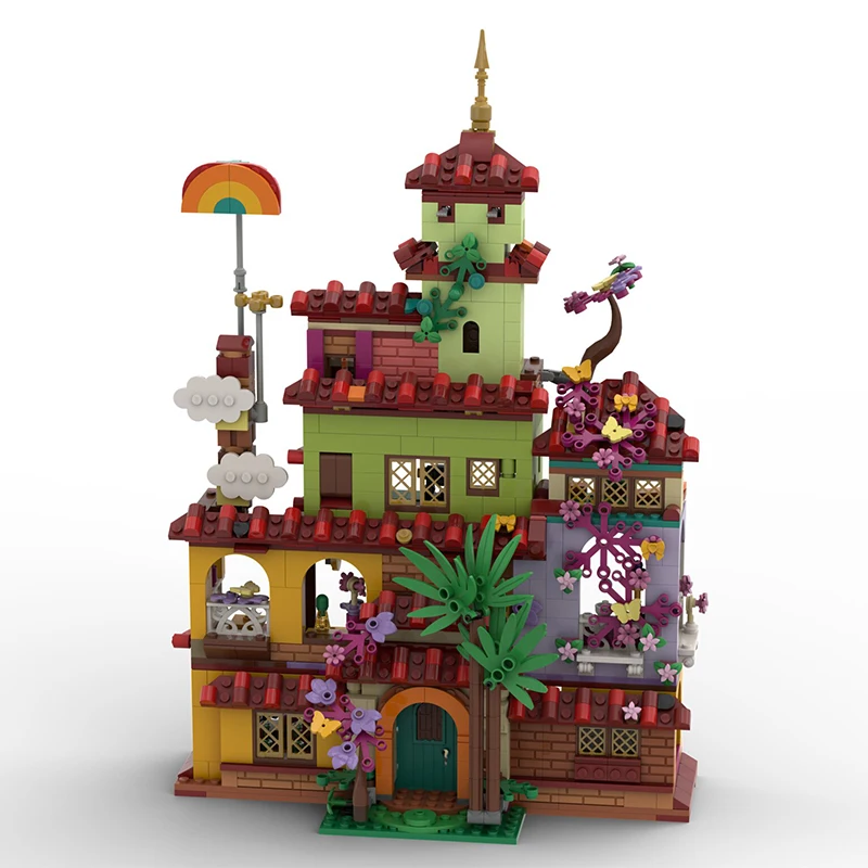 1080 Piezas MOC Street View Encanto Casa Mágica Madrigal 2X, Modelo de Construcción Personalizado, Bloques de Construcción DIY, Set de Regalo para el Hogar