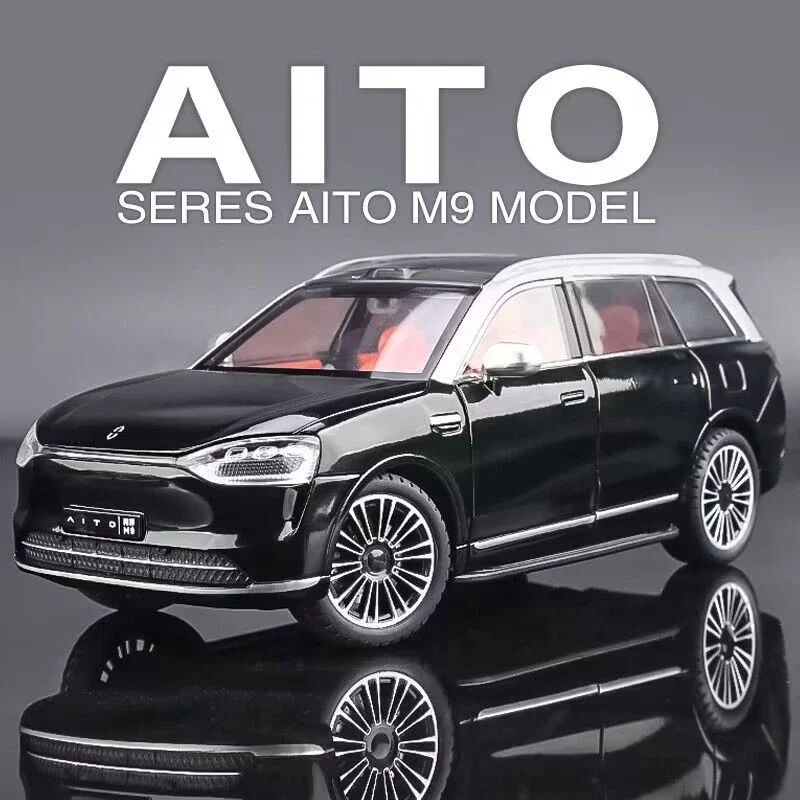 

1:24 AITO M9 SUV Сплав Новая энергетическая модель автомобиля Литье под давлением Металлические зарядные автомобили Модель автомобиля Звук и свет Моделирование Детские игрушки Подарок