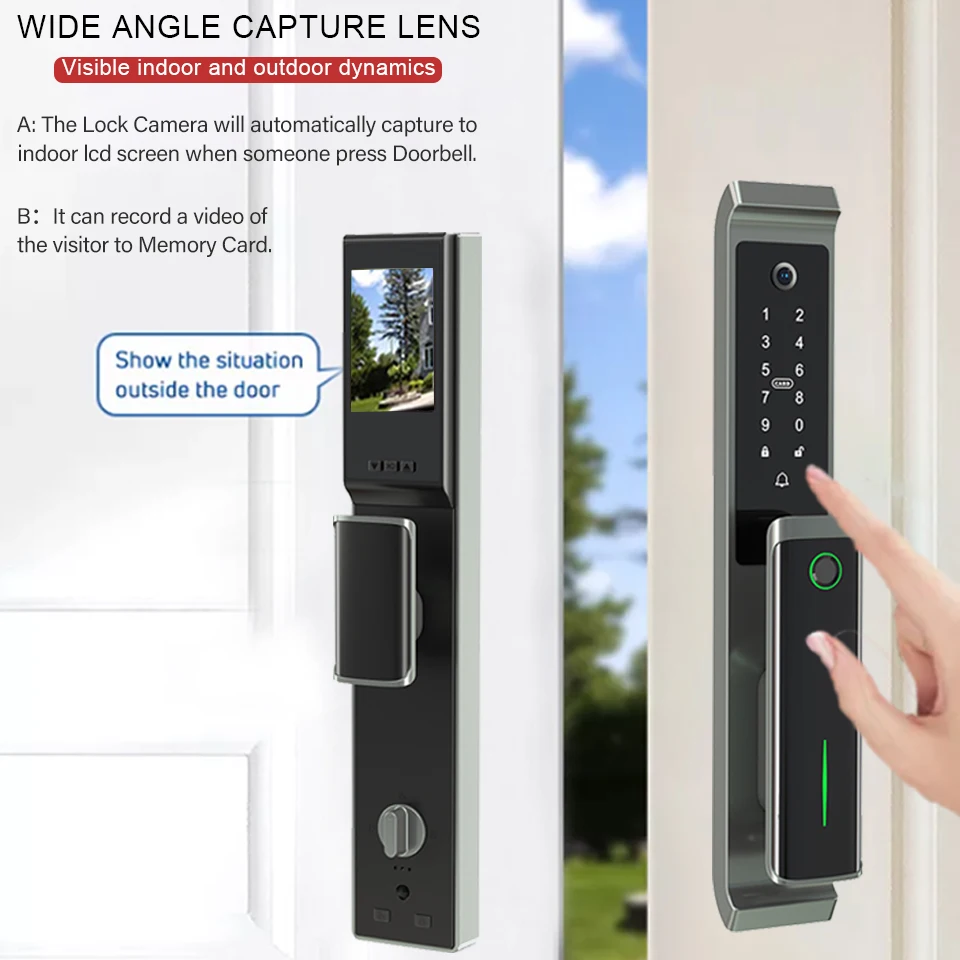 Приложение zc02 TTlock, умный замок, биометрический отпечаток пальца, полностью автоматический умный дверной замок с камерой, цифровой дверной просмотрщик, умный замок