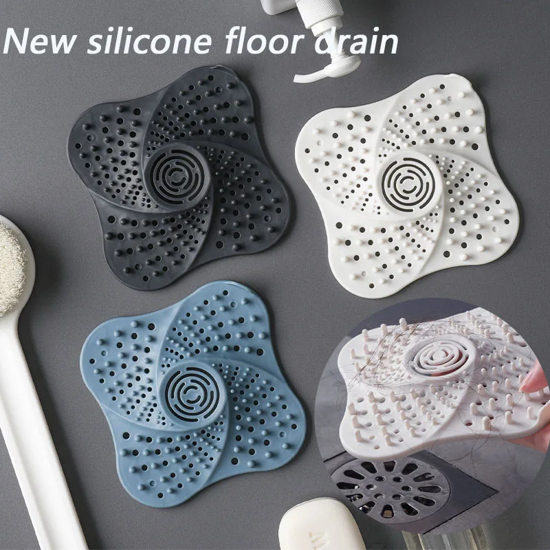 Drain Hair Catcher Filter Sink Anti-blocking Strainer Shower Floor Drain Stopper Silicone Kitchen Deodorant Bathroom Accessories