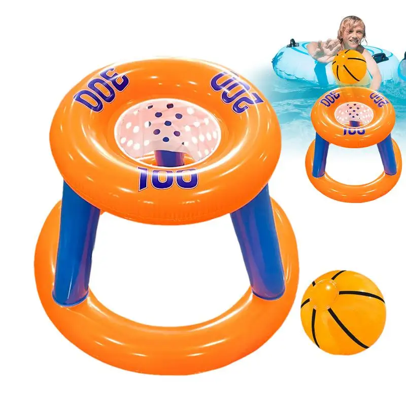 Swimming Pool Basketball Hoop Portable Foldable Swimming Pool Games Water Basketball Pool Toys Floating Hoop With Ball for Kids