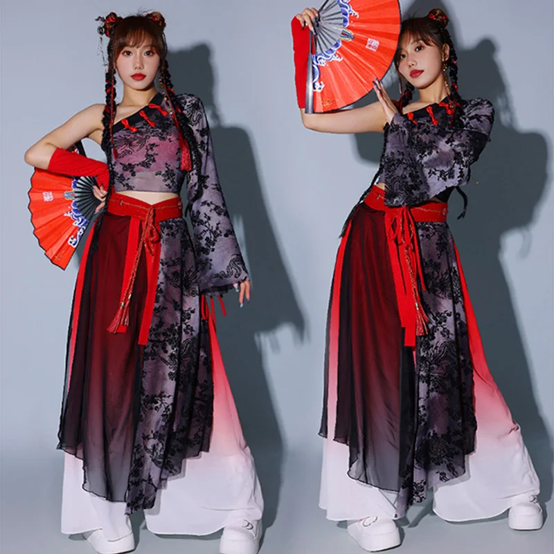 

Chinese Style Jazz Dance Costume Women Hip Hop Pole Dance Clothing Gogo Dancer Outfits Y2K Korea Kpop Concert Stage Wear BL16156