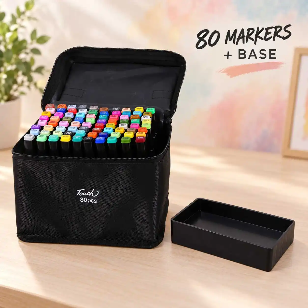 80pcs Dual Tip Alcohol Art Markers with Base for Sketching and Illustration