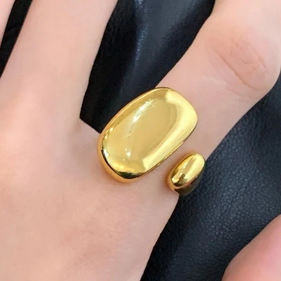 

Silver Plating Bean Geometric Opening Rings for Women Party Trendy Personality Fashion Jewelry Minimalist Accessories