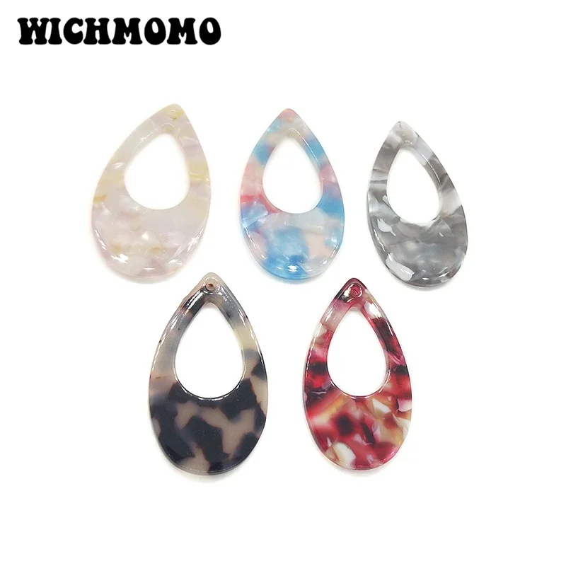 New 4 Pieces 37mm High Quality Water Drop Shape Acetic Acid Resin Smooth Charms Pendant for DIY Earring Jewelry Accessories